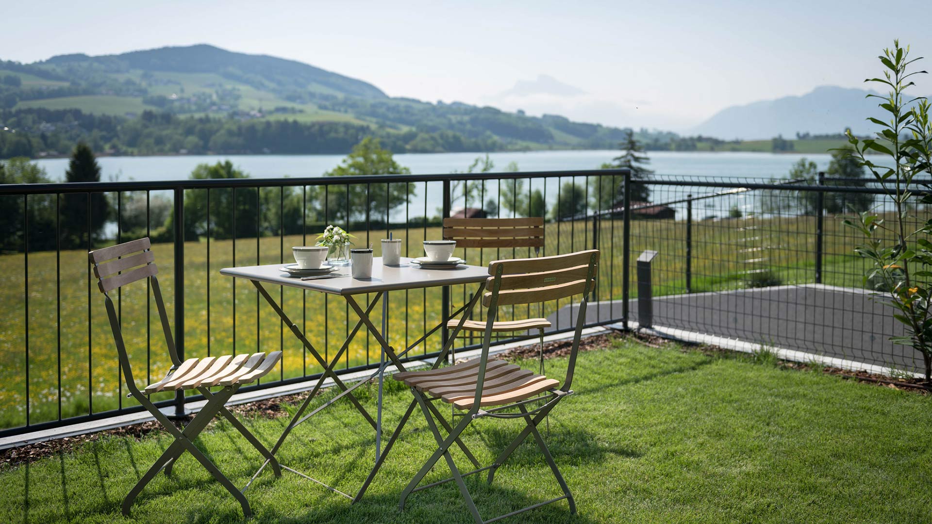Garten Terrasse - Ferienhaus Seeleben46 Irrsee
